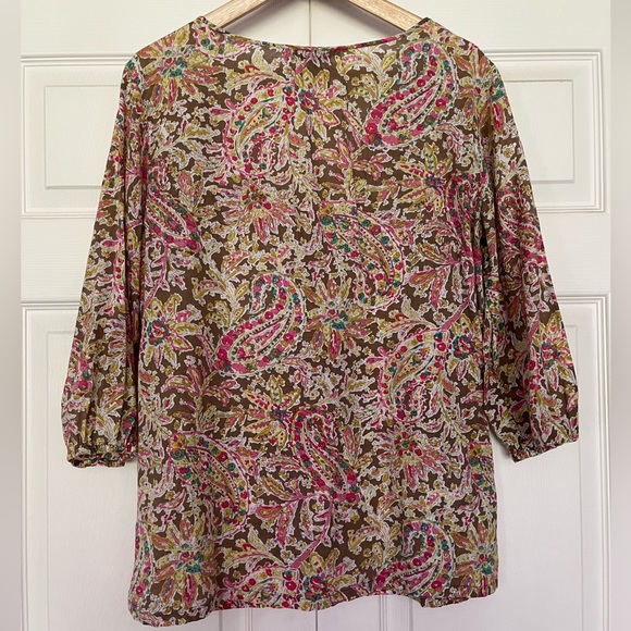 {Tommy Bahama} Paisley Print Blouse with Embellished Neckline - Women's Medium - Picture 8 of 10
